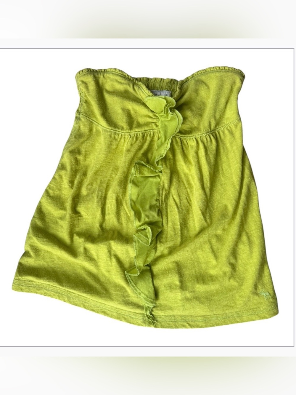 Abercrombie & Fitch Strapless Ruffle Front Camisole in Lime
